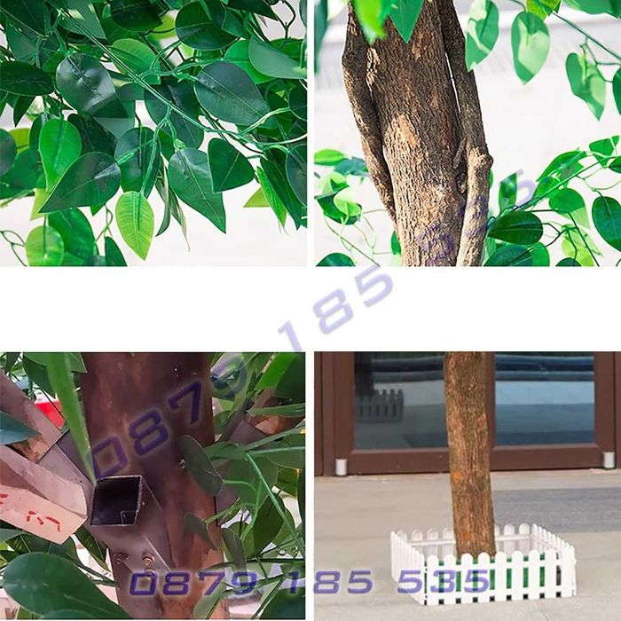 Извито вечно зелено изкуствено голямо дърво декор украса студио 1м 2м