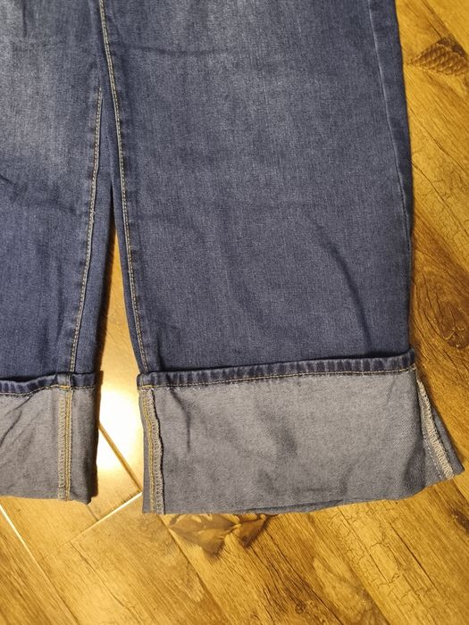 Blugi wide leg tall xs cu manșetă lată albastru închis mărime xs