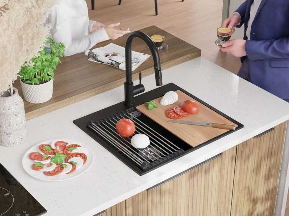 Комплект ПРОМ Мивка+Смесител+Сифон Кухненска Мивка Рига 60 XL 9700 Pro