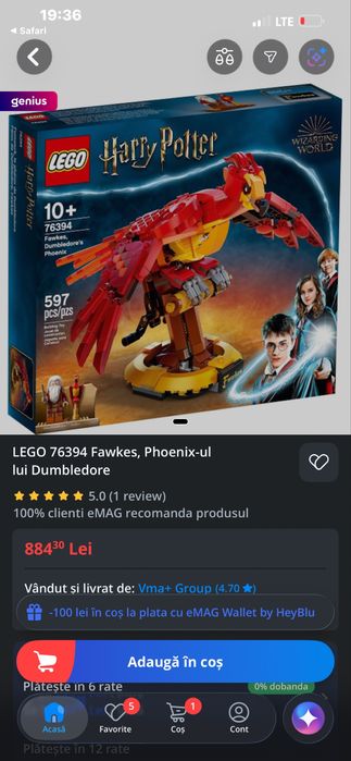 Lego Harry Potter Phoenix-ul lui Dumbledore 76394