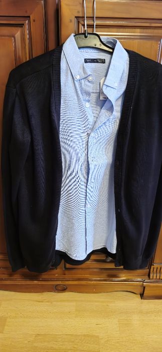 Vand camasa copii bumbac plus pulovar cu nasturi