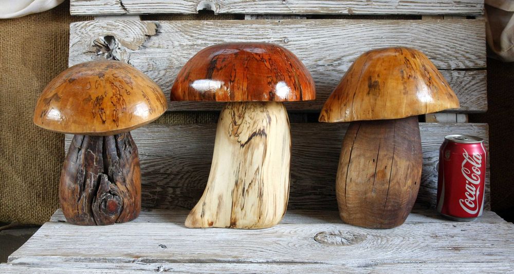 Гъби от дърво , ръчна изработка , дървени гъбки - декорация за дома