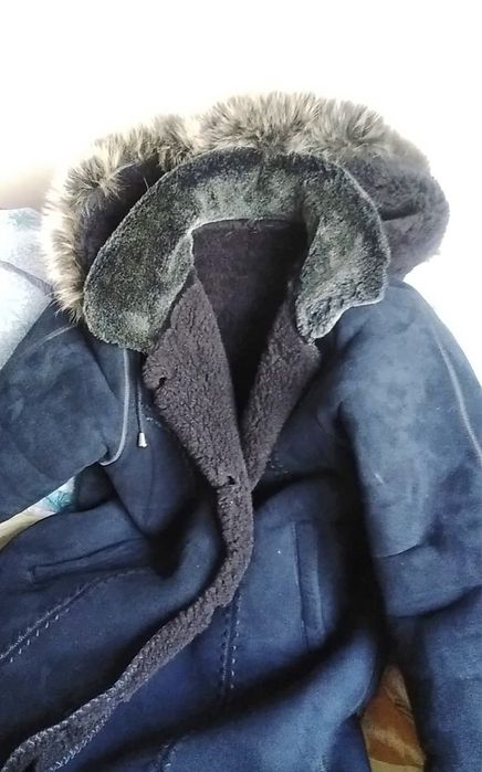 Cojoc damă-cu glugă detașabilă -bleumarin- 4 XL