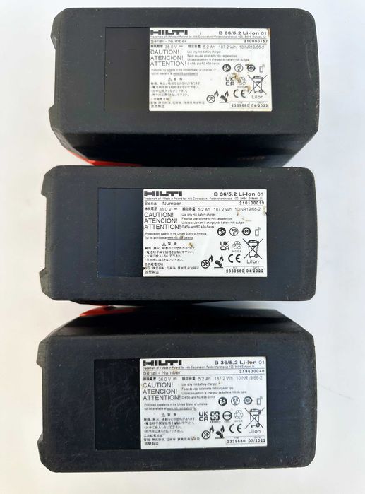 Hilti B 36/5.2Ah - 3 броя батерии 36V 5.2Ah с индикатор 2022г.