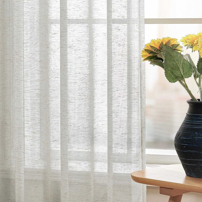 2 perdele semi-transparente Deconovo, 140x260 cm, Gri Deschis