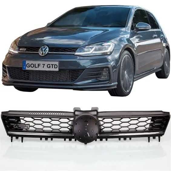 Решетка ГТИ за ГОЛФ 7 тип пчелна пита VW Golf 7 Предна Хром Черна с ...