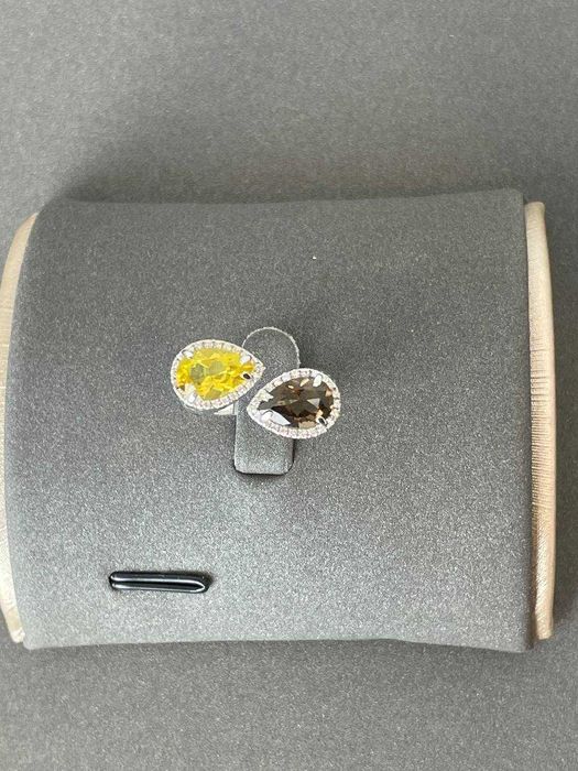 Золотое кольцо, цитрин, раухтопаз 16 размер