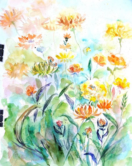 Картина акварелью. Цветы.