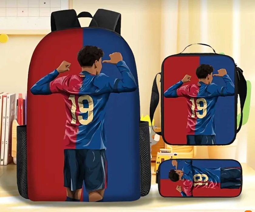 Раница Ямин Ямал YAMAL ФУТБОЛЕН комплект несесер с чантичка Барселона