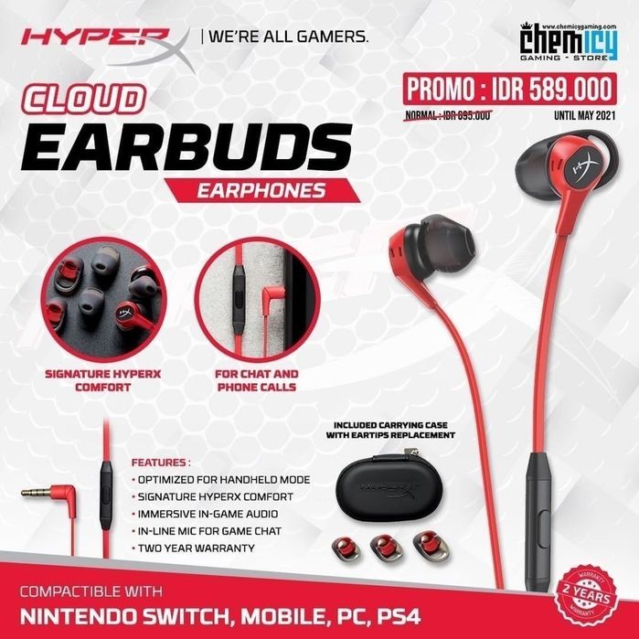 Hyperx сloud earbuds Оригинал Игровые Проводные Наушники