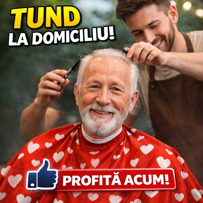Tund la domiciliu Seniori Persoane nedeplasabile Bolnave Batrani Doamne Copii Frizerie mobila acasa Grooming Tums Hairstyle Haircut Frizer mobil