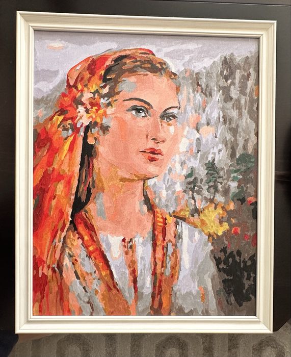 Оригинална ръчно рисувана картина – портрет, 40×50 см, рамкирана