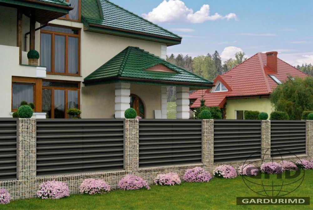 Garduri si porti stil jaluzea, sipca metalica, tabla cutata