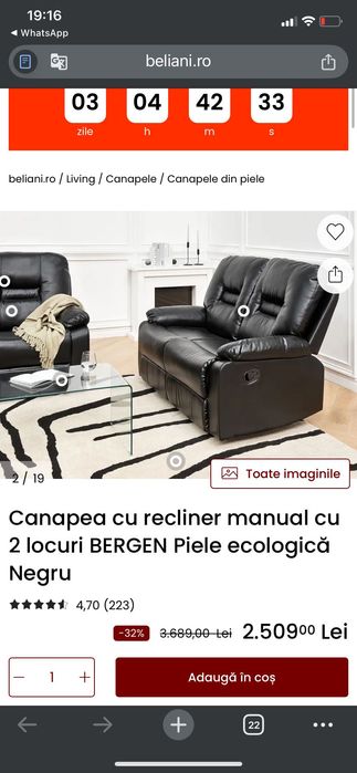 Vand canapea din piele