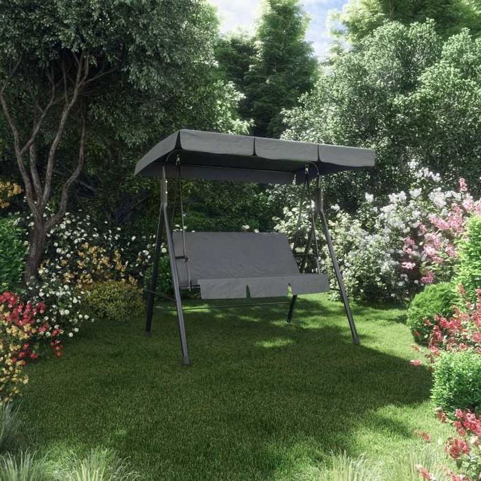Balansoar Leagan Banca Metal Gri Curte Gradina Terasa 3 Persoane Relaxare Livrare GRATUITA !