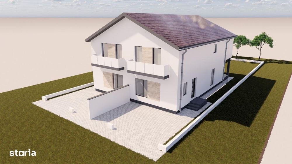 Duplex cu 4 camere, 100 mp utili, 10 mp terasa, 305 mp teren  - Sag