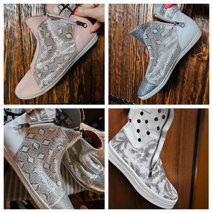 Летни ботуши от велур и естествена кожа