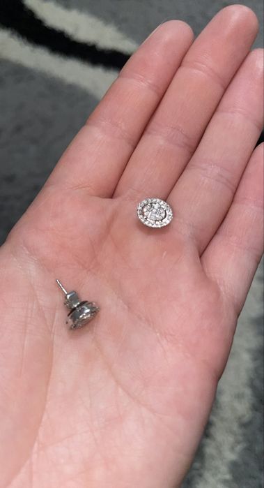 Cercei aur alb 18k cu diamante