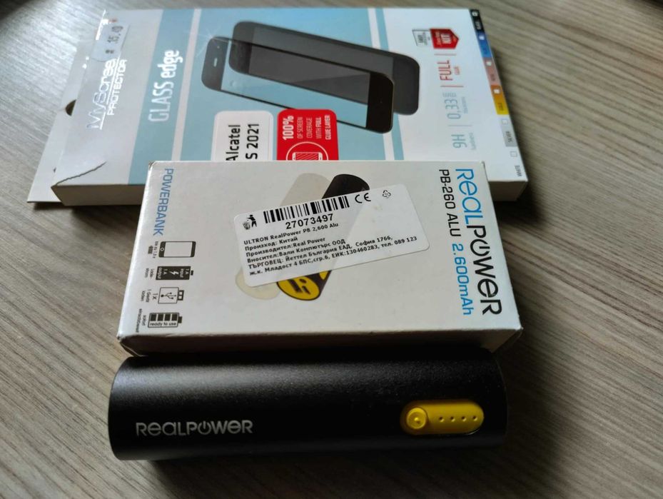 Стъклен протектор за Alcatel 1S 2021 + Външна батерия