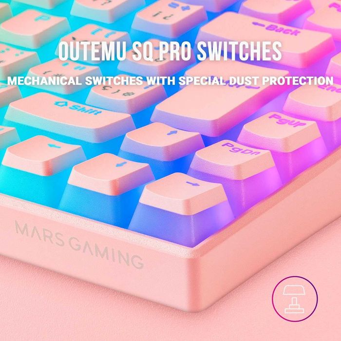 Tastatura mecanica Mars Gaming MKCLOUD 75%, RGB, roz, cu fir