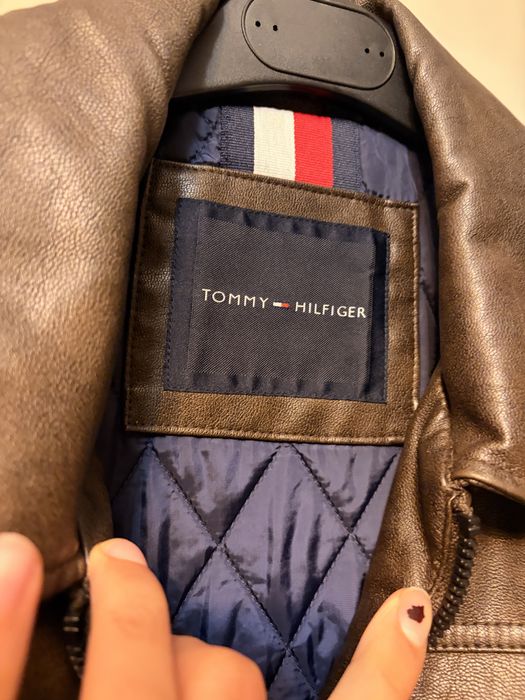Tommy Hilfiger Faux Leather Trucker Jacket Brown,