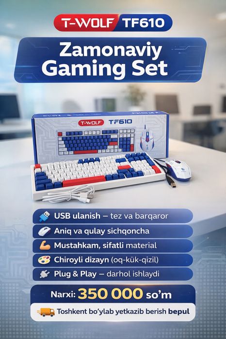 T-WOLF TF610 Klaviatura va Sichqoncha To‘plami