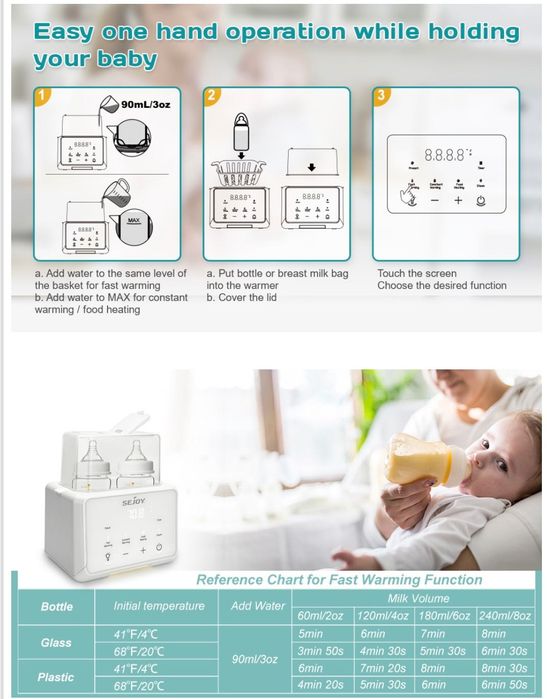 Мултифункционален Затоплящ и стерилизиращ уред за две бутилки.