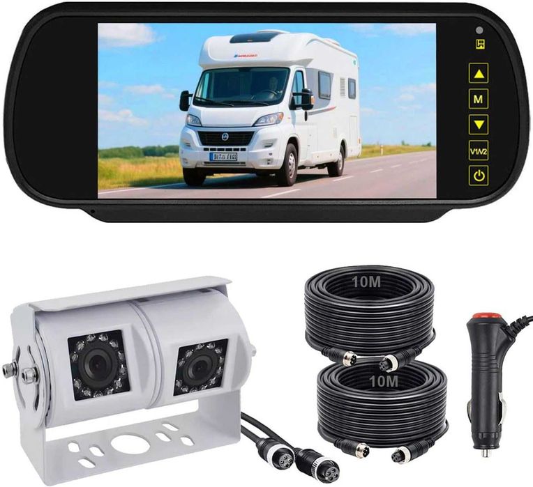 Камера за заден ход с двоен обектив, 7-инчов монитор за огледало