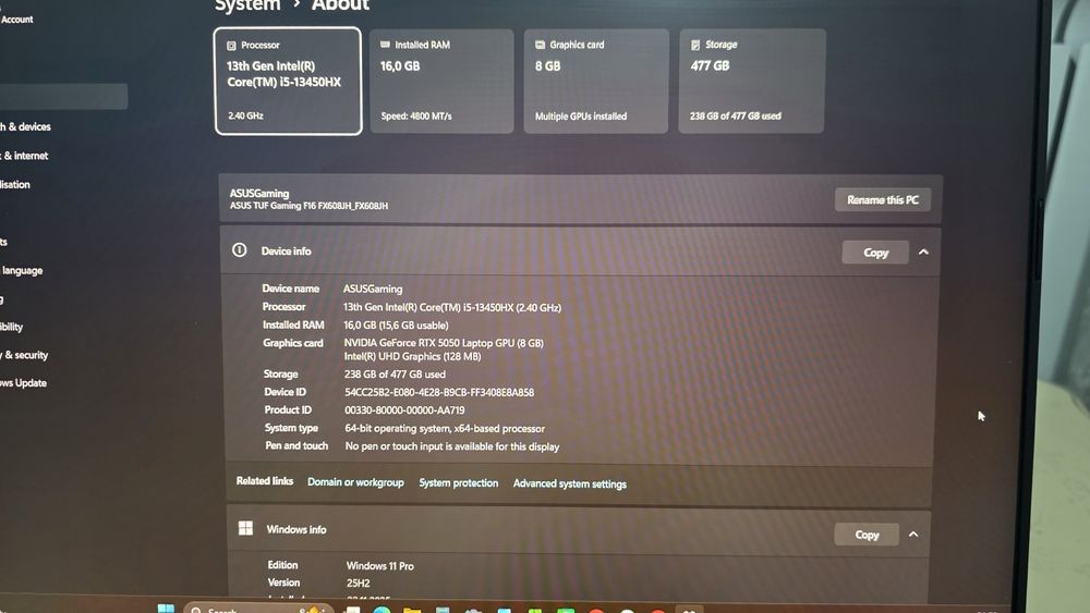 Продаю Asus TUF Gaming F16