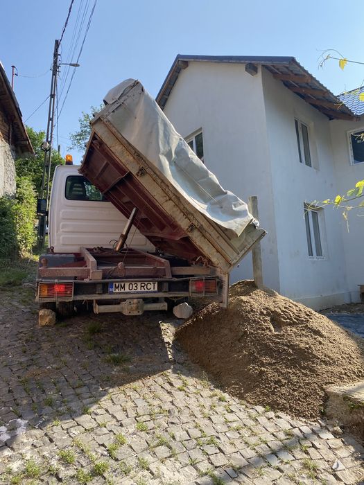 Transport nisip, balastru, piatra, pamant, moloz, sort, demolari