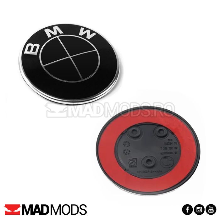 Embleme negre BMW 82 / 74 / 45mm capota portbagaj seria 1 2 3 4 5 6 7 8 i X M