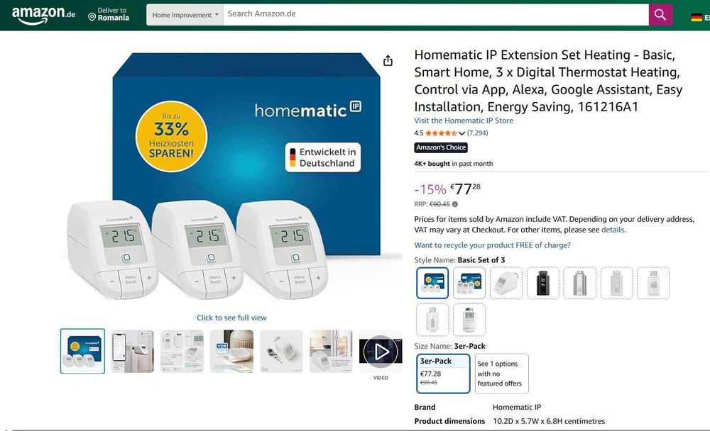 Set 3 termostate inteligente Homematic IP - Basic, Smart Home