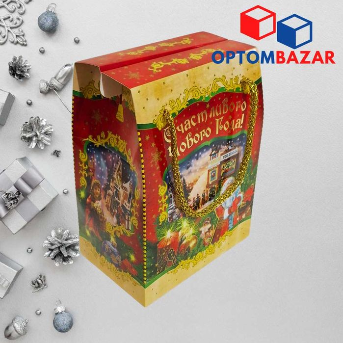 Yangi yil sovg'a qutisi Ko'k rangli, qishki o'yinlar.