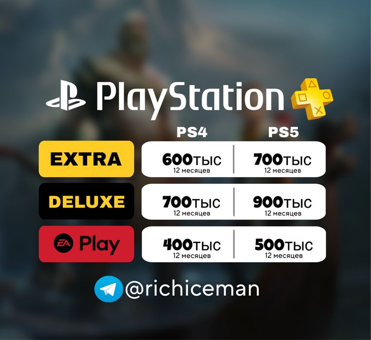Подписка PS Plus Deluxe, Extra, EA Play на 12 месяцев