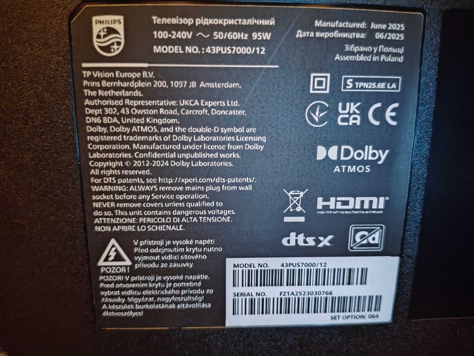 Televizor functional LED Smart PHILIPS , Ultra HD 4K, 108cm, ecran fisurat