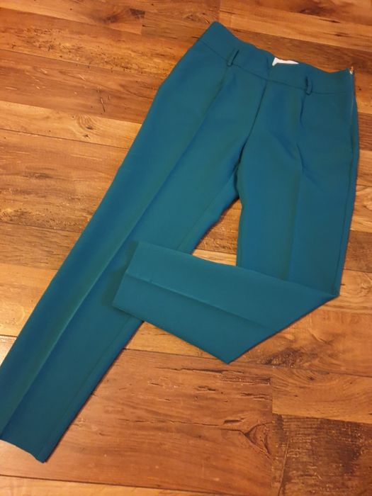 Pantaloni tigareta pentru dama, talie inalta, marca bsb, culoare albas