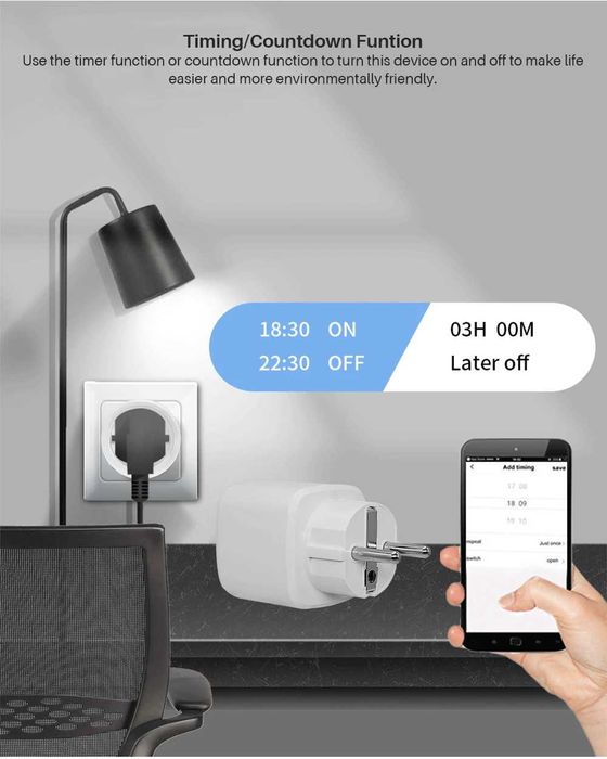 Tuya Smart Zigbee 16А умен контакт с отчет на ел.енергия