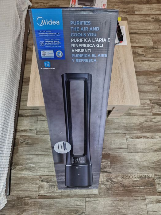 Ventilator turn cu purificare aer Midea AMS150-PBW, Smart WiFi