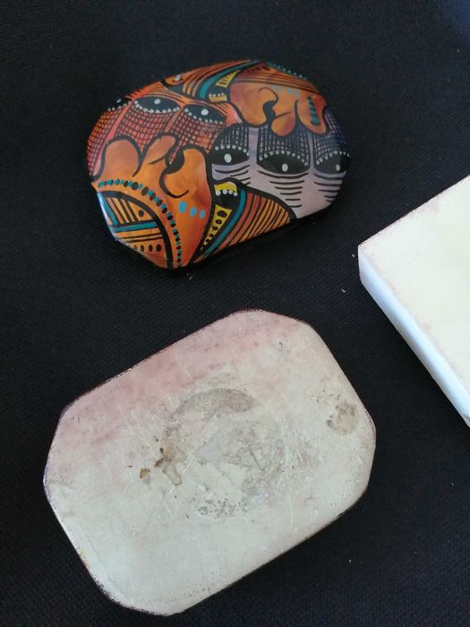 Doua cutii din lemn si ipsos pictate metoda servetelului decoratiuni