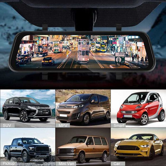 Видеорегистратор тип огледало с две камери DVR  9.66 inch за кола