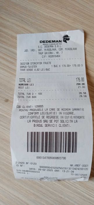 Storcator Samus twister in garantie