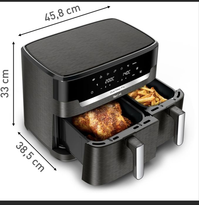 Friteuza dubla cu aer cald Tefal Dual Easy Fry XXL