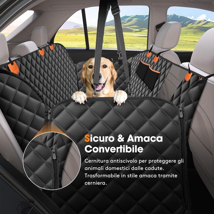 Husa auto JOEJOY caini, calitate premium: impermeabila, antialunecare + centura