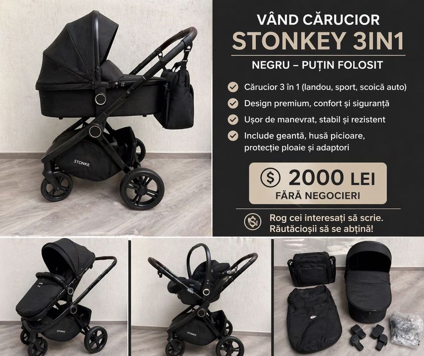 Vând Carucior stonkey 3 in 1