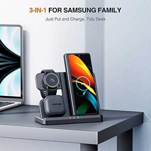 Ново Samsung 3 in 1 зарядно: телефон, часовник, слушалки + USB кабел