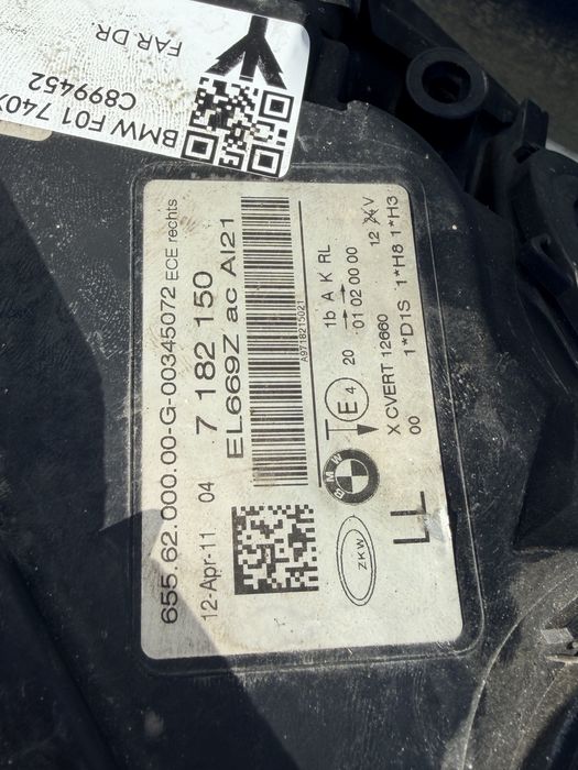 Far BMW seria 7 F01 Stanga/Dreapta complet Europa adaptiv