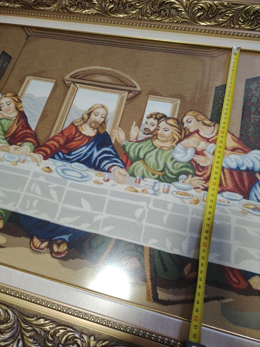 Tablou Broderie Manuală „Cina cea de Taină” - Unicat, 146x75 cm