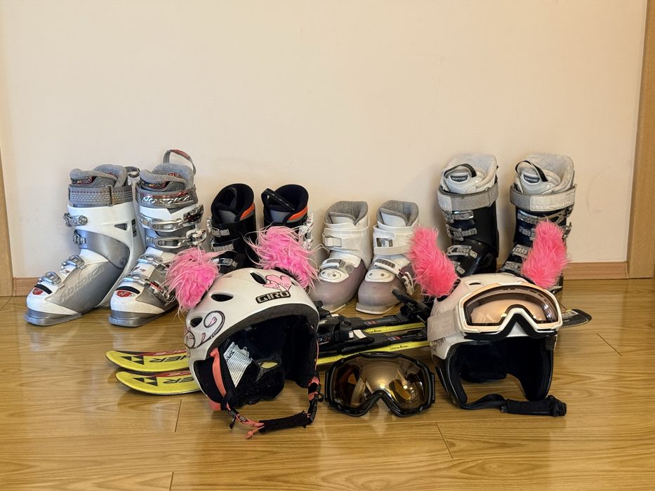 Bocanci ski copii 28-31, 33, 34-35, skiuri copii 90cm, casca UVEX