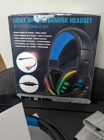 Геймърски слушалки iWotto, кабелни за игри с микрофон, RGB осветление