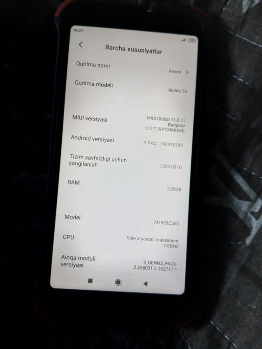 Assalomu alekum Redmi 7A sotiladi 32/4 gb obmen bor